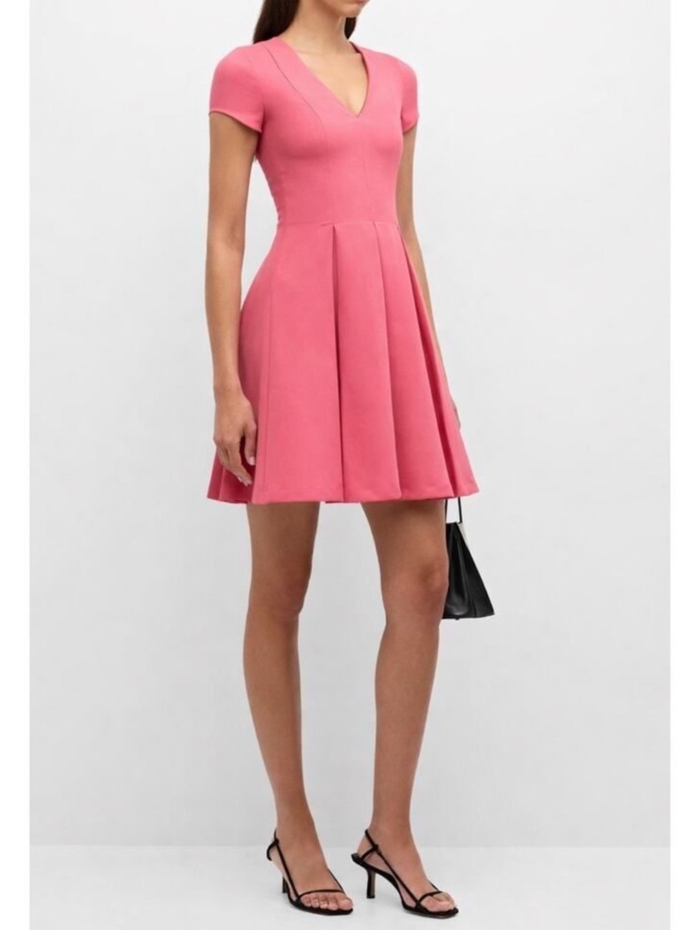 Emporio Armani Pink V-Neck Short Sleeve Fit-and-Flare Dress